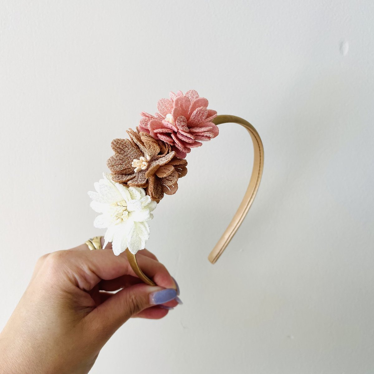 Haarband bloemenmix roze