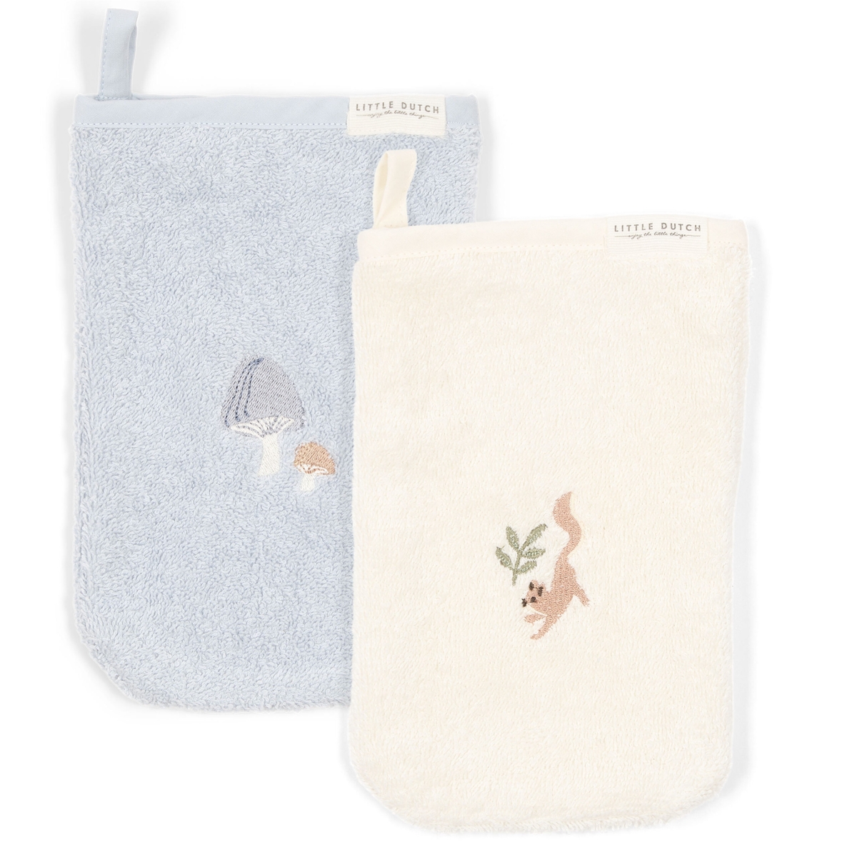 Washandjes set geborduurd Forest Friends
