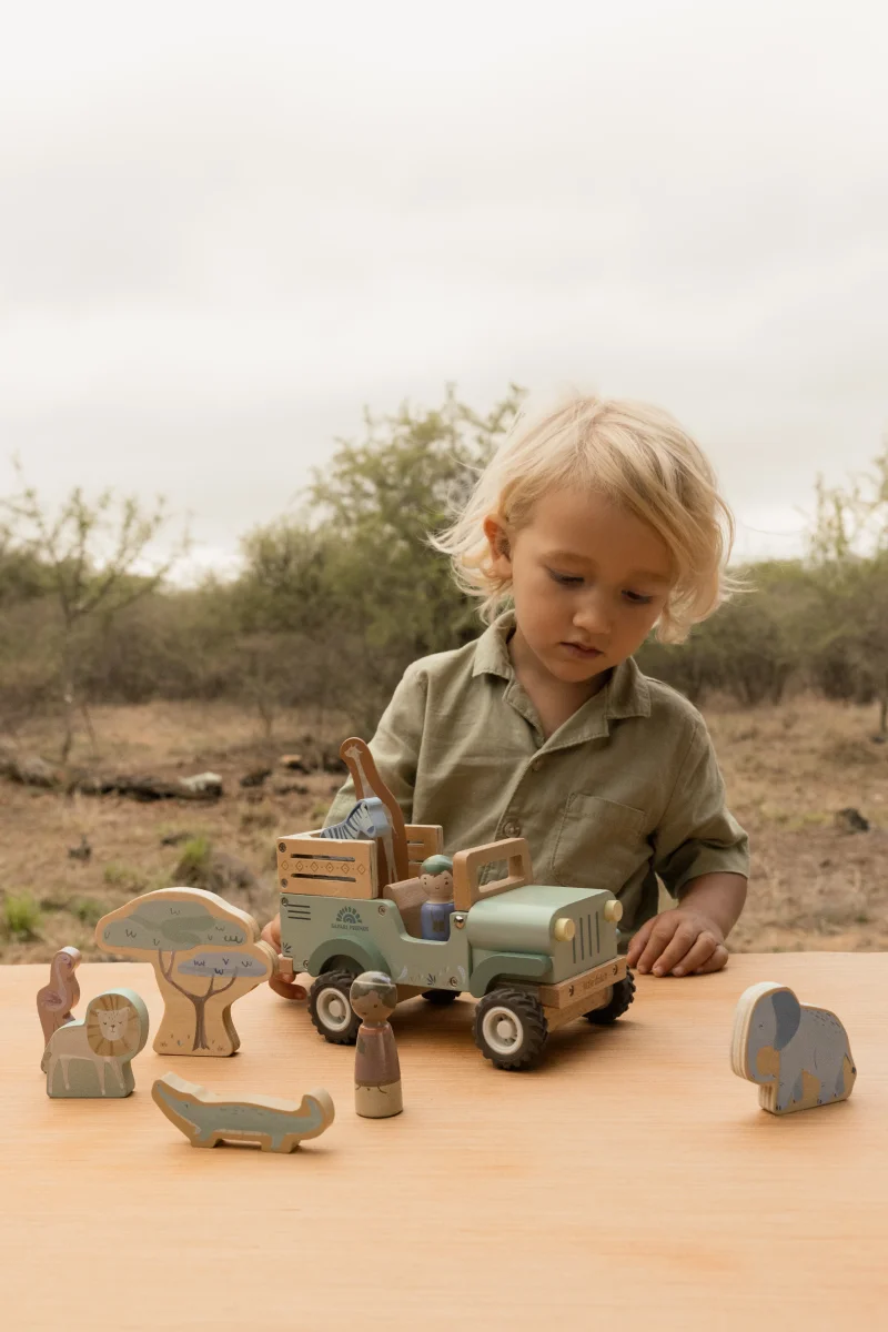 Little dutch "Houten Safari auto met dieren - Safari Friends FSC"