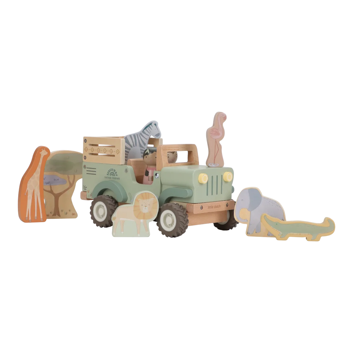 Little dutch "Houten Safari auto met dieren - Safari Friends FSC"