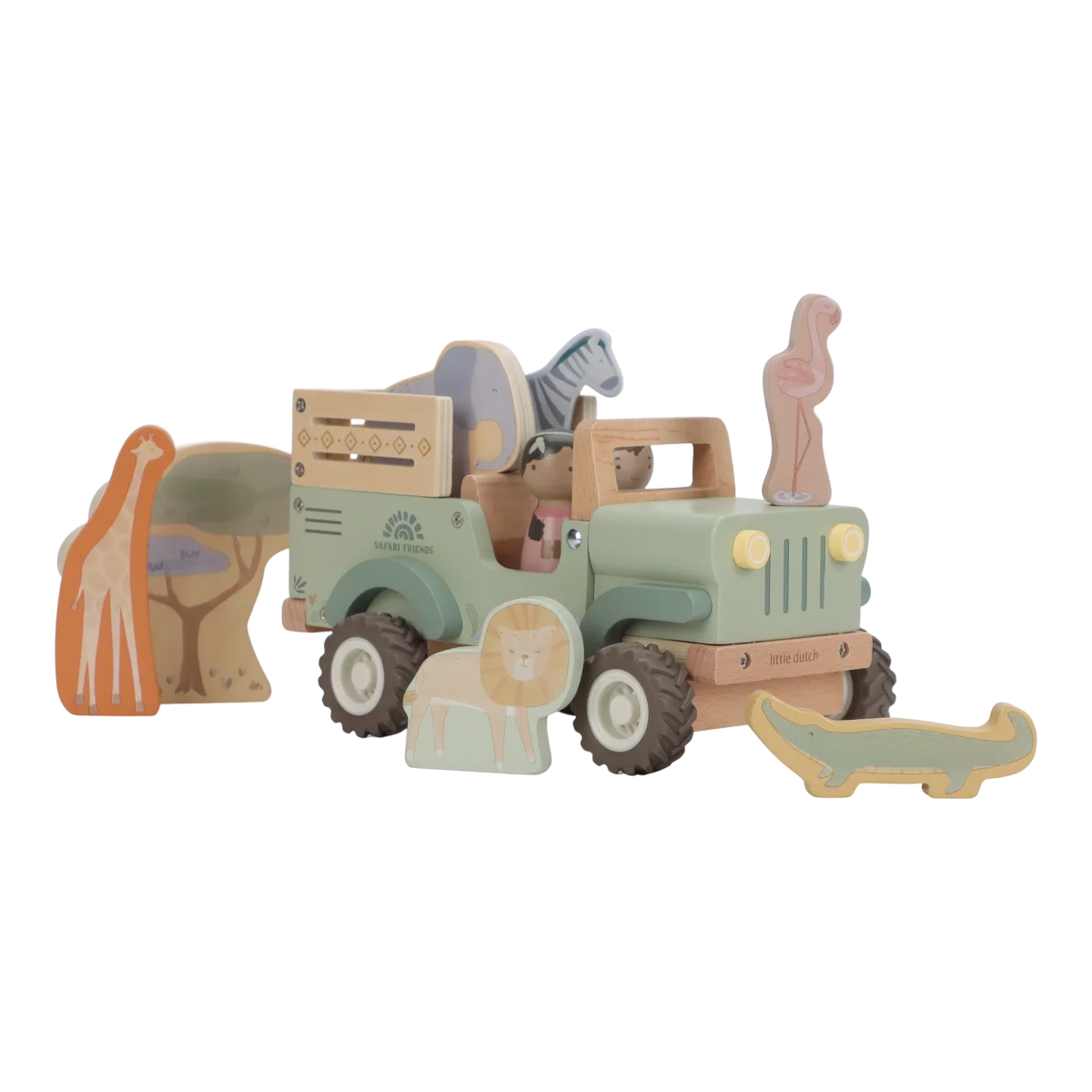 Little dutch "Houten Safari auto met dieren - Safari Friends FSC"